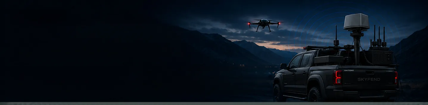 Sistema antidrones Skyfend montado en vehículo